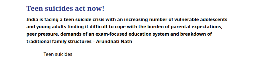 Teen Suicides: Act Now!